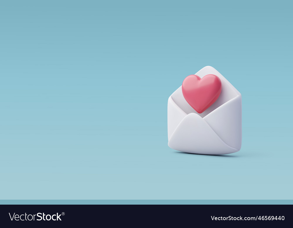 3d open mail letter with heart anniversary