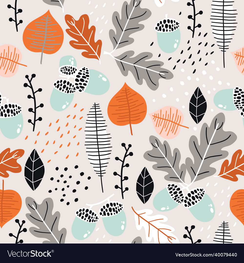 Autumn seamless pattern background vector image Autumn seamless pattern background