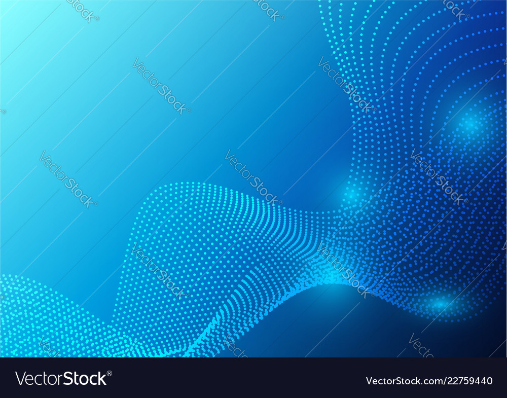 Blue color waves particle and geometric abstract