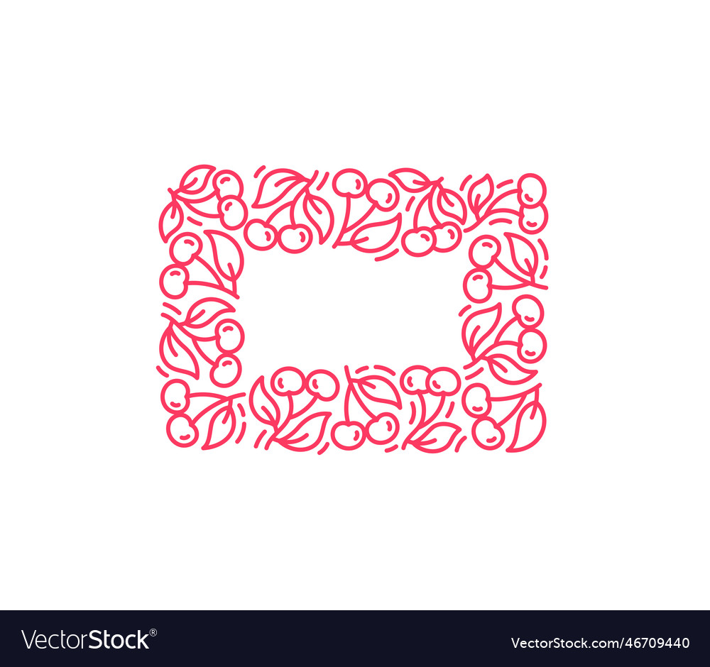 Cherry line pattern rectangular frame ornament