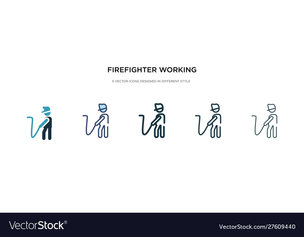 Firefighter working icon in different style two vector image Firefighter working icon in different style two