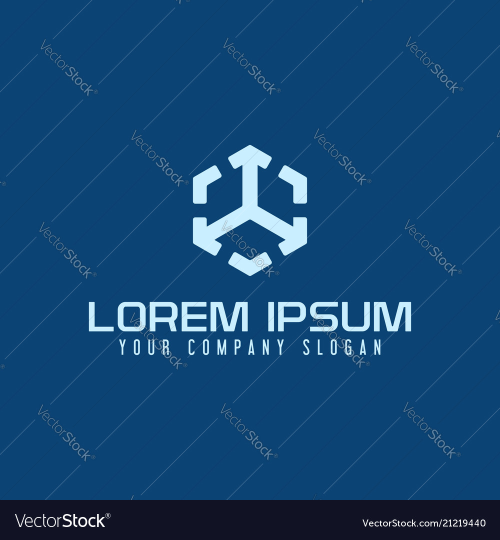 Hexagonal arrow logo design concept template