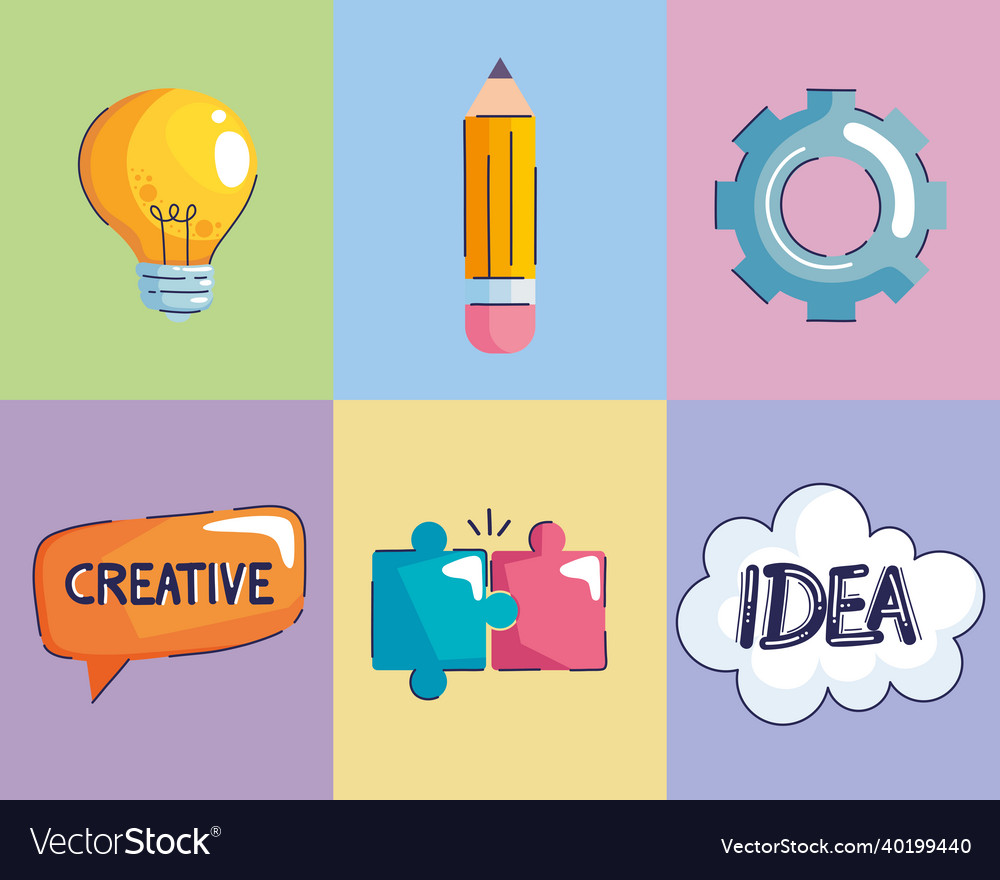 Idea and creative objects Royalty Free Vector Image