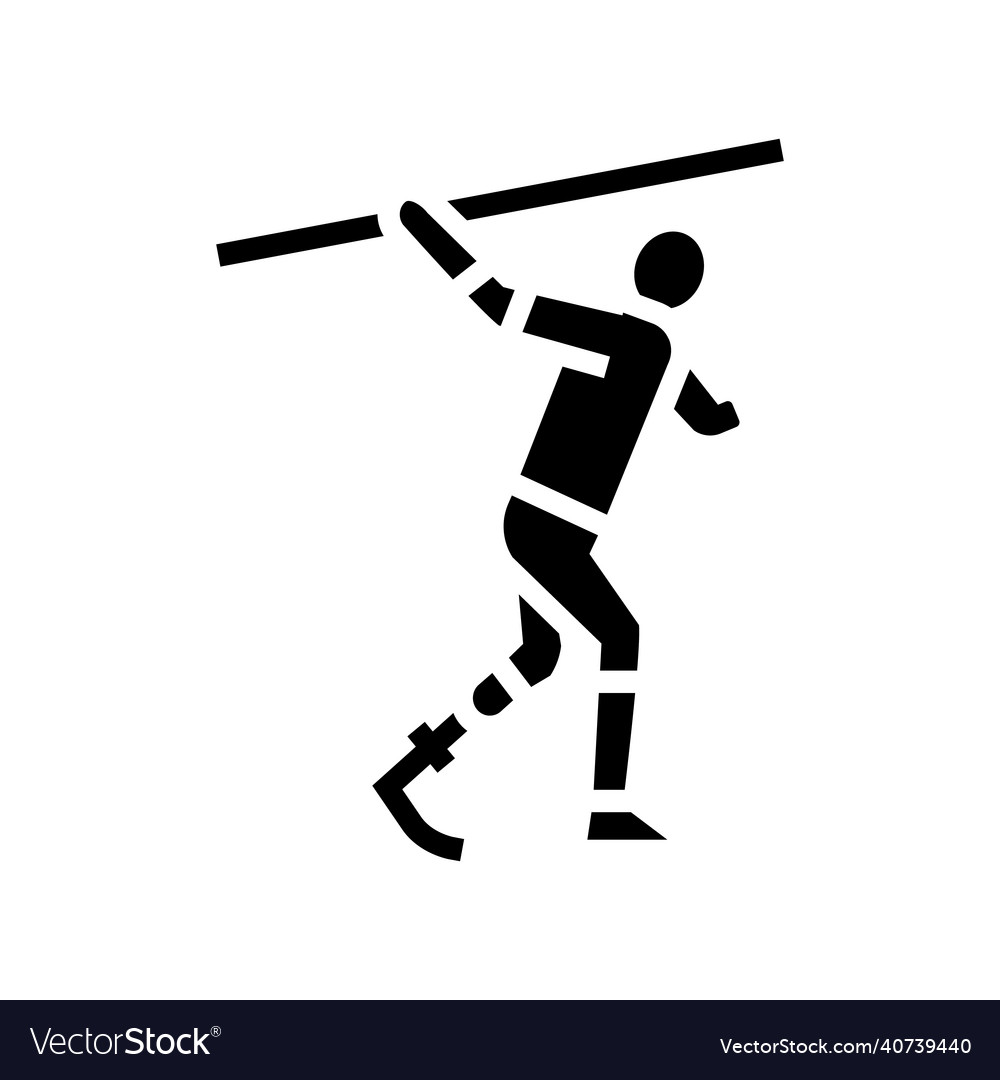 Javelin-throwing handicapped Sportler Glyph-Symbol