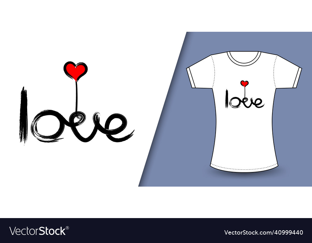 Liebeslogo für Valentinstag und rotes Herz-T-Shirt