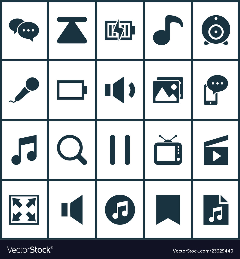 Media icons set with song list music cellphone