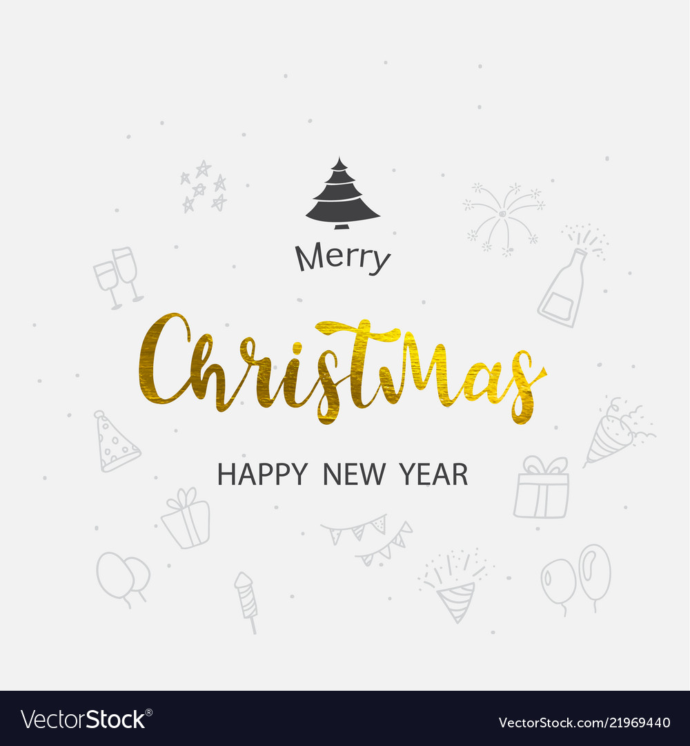 Merry Christmas Gold Text Font Type Composition Vector Image