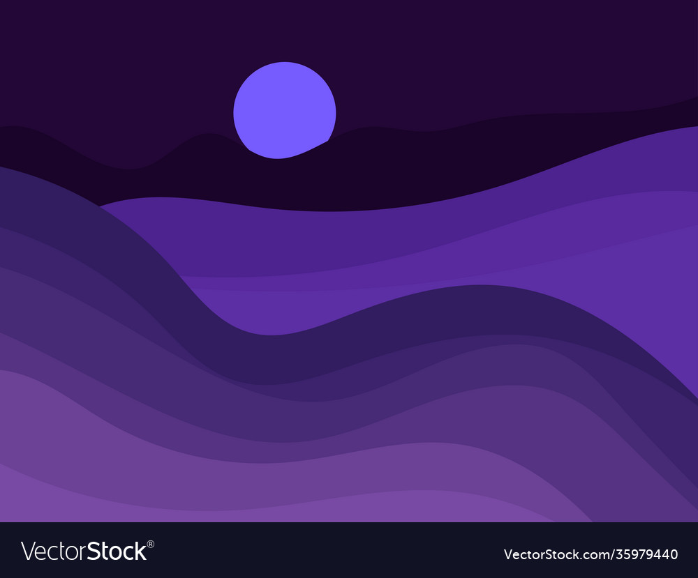 Night wavy landscape in a minimalist style boho Vector Image