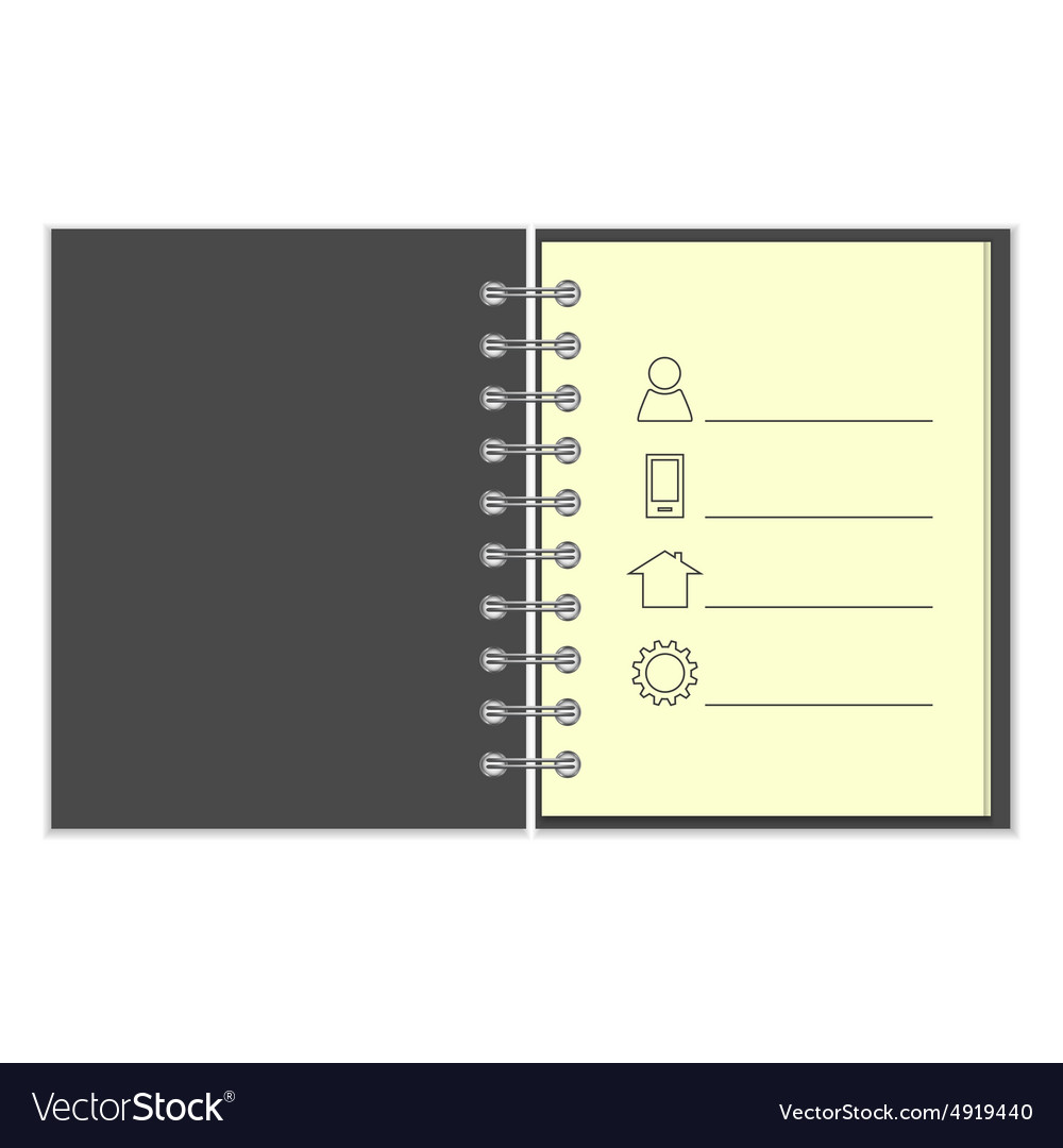 Ring-bound notebook with personal information