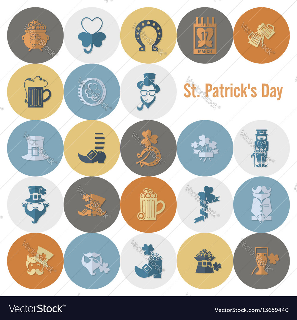 Saint patricks day icon set Royalty Free Vector Image