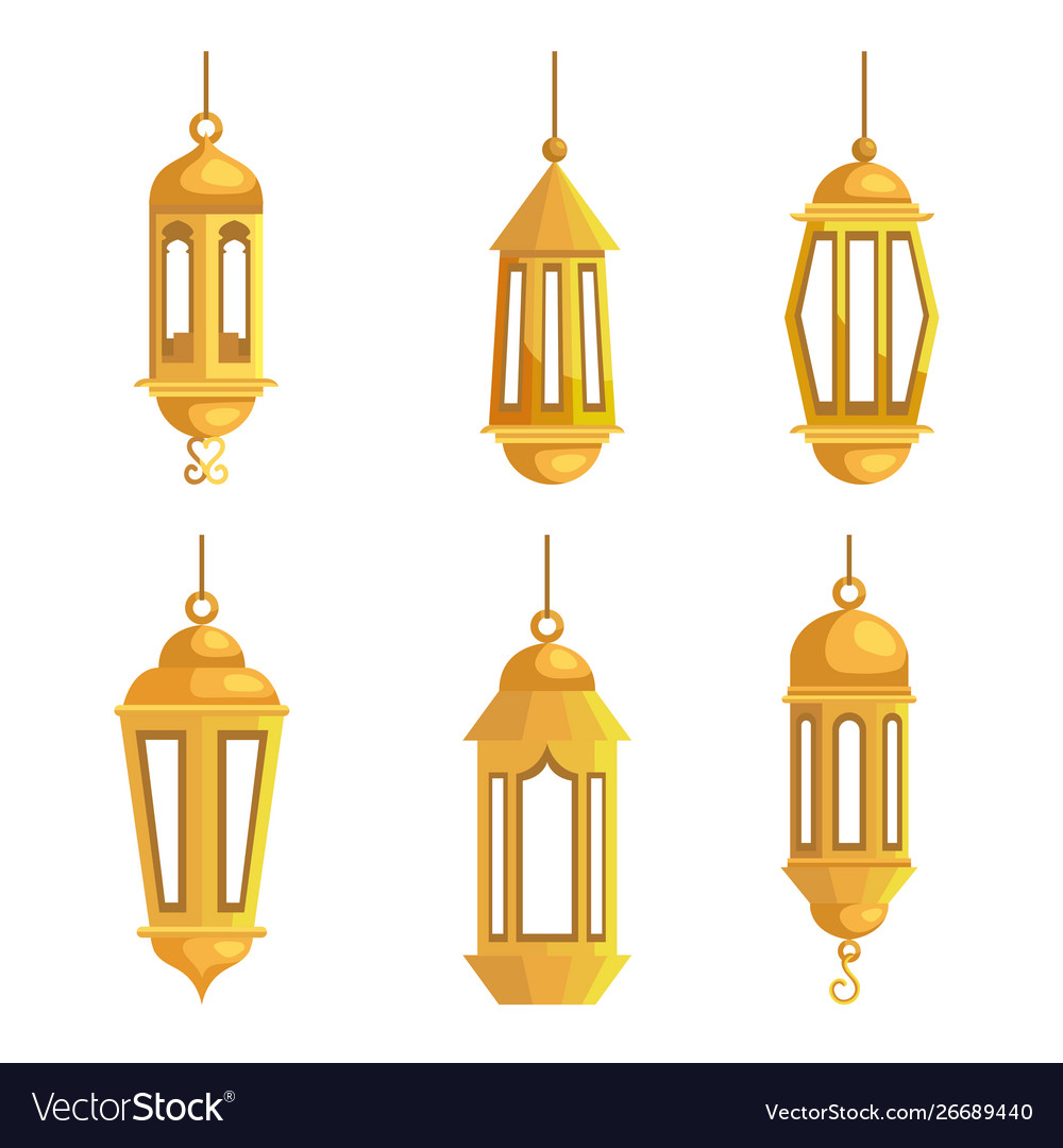 Set tradition lamps hanging to eid al adha