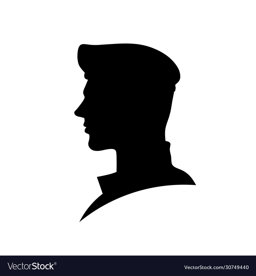 Silhouette military head Royalty Free Vector Image