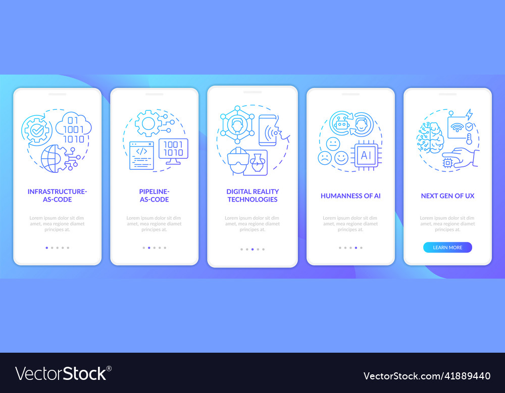 Tech macro trends blue gradient onboarding mobile vector image Tech macro trends blue gradient onboarding mobile
