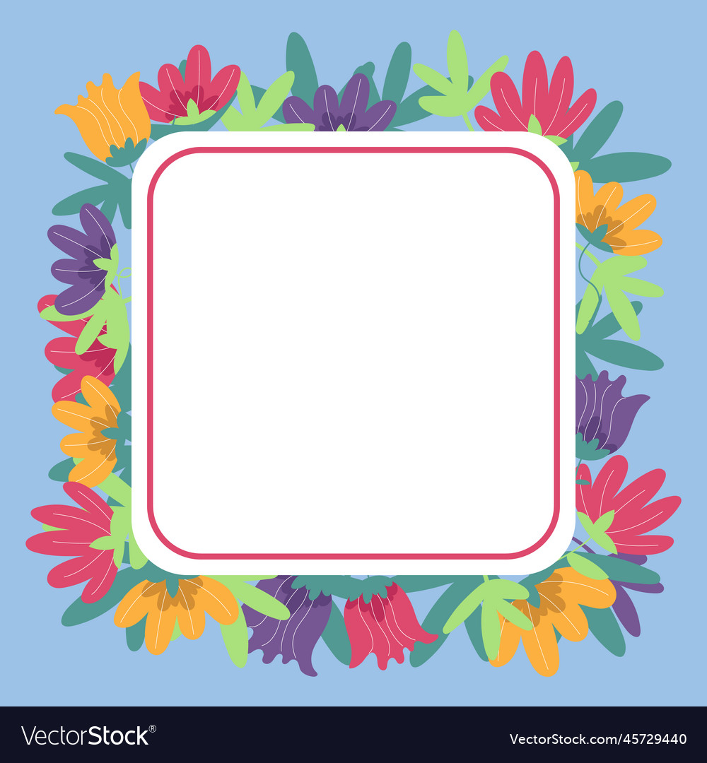 Text frame surrounded with assorted flowers