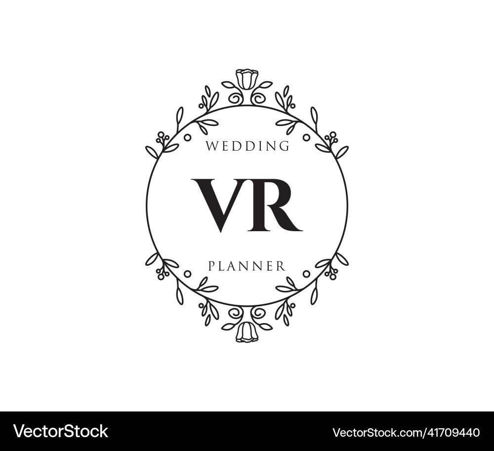 Vr initials letter wedding monogram logos Vector Image