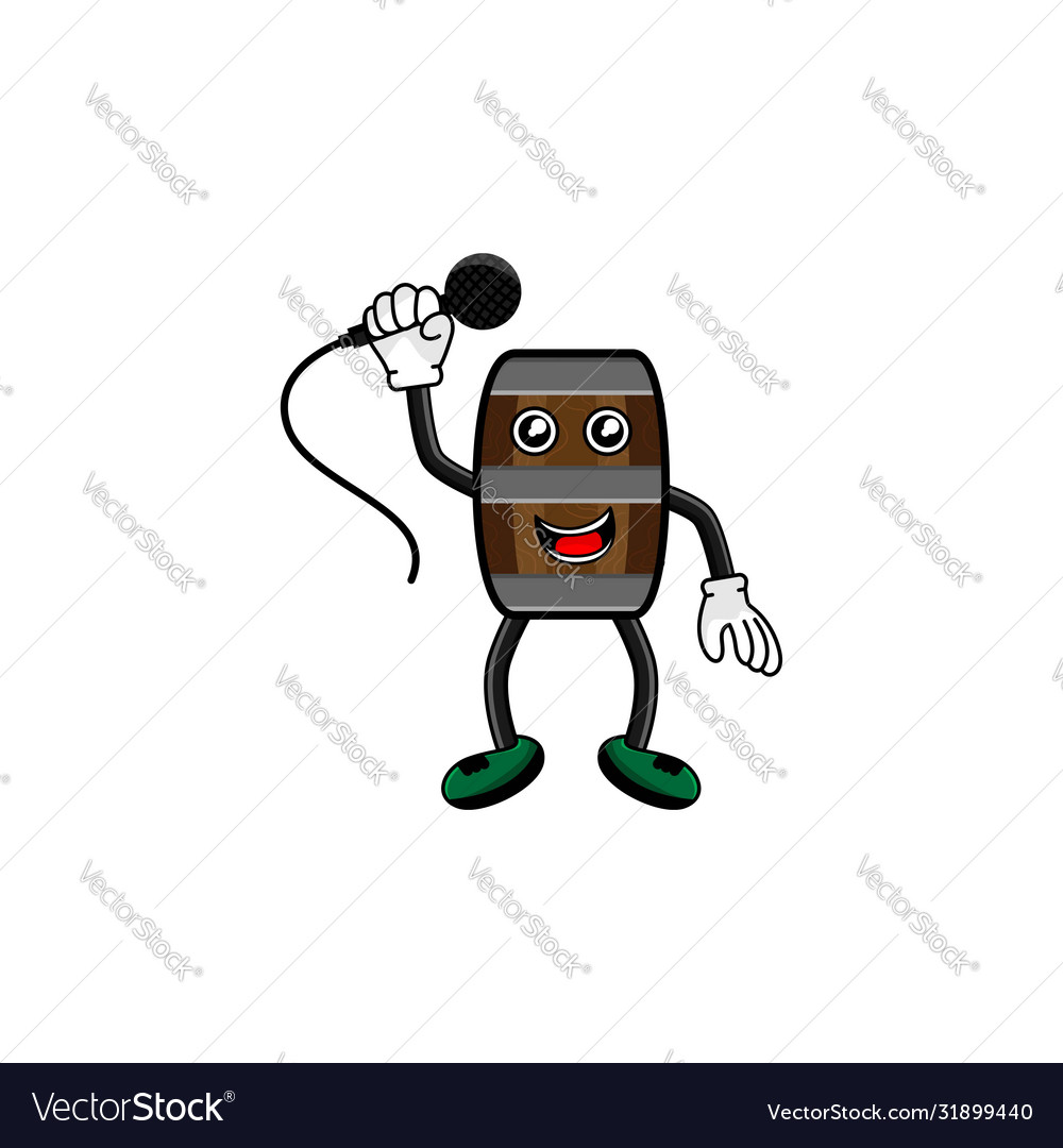 Wine barrel character with microphone design