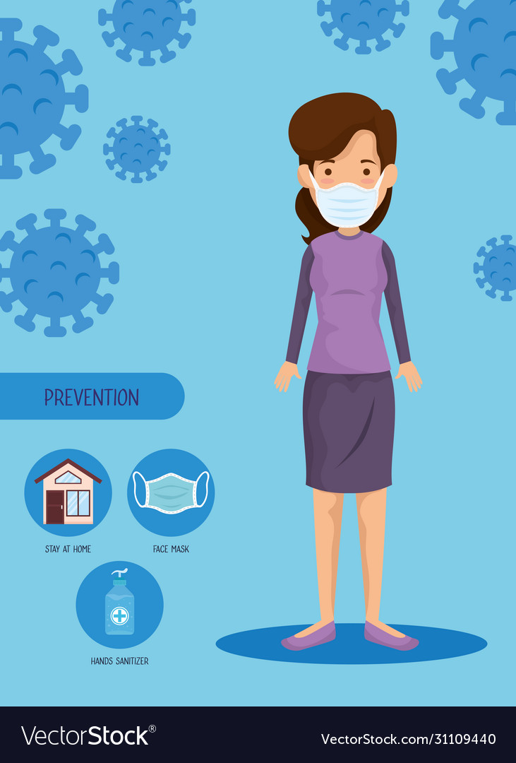 Woman using face mask for covid19 pandemic Vector Image