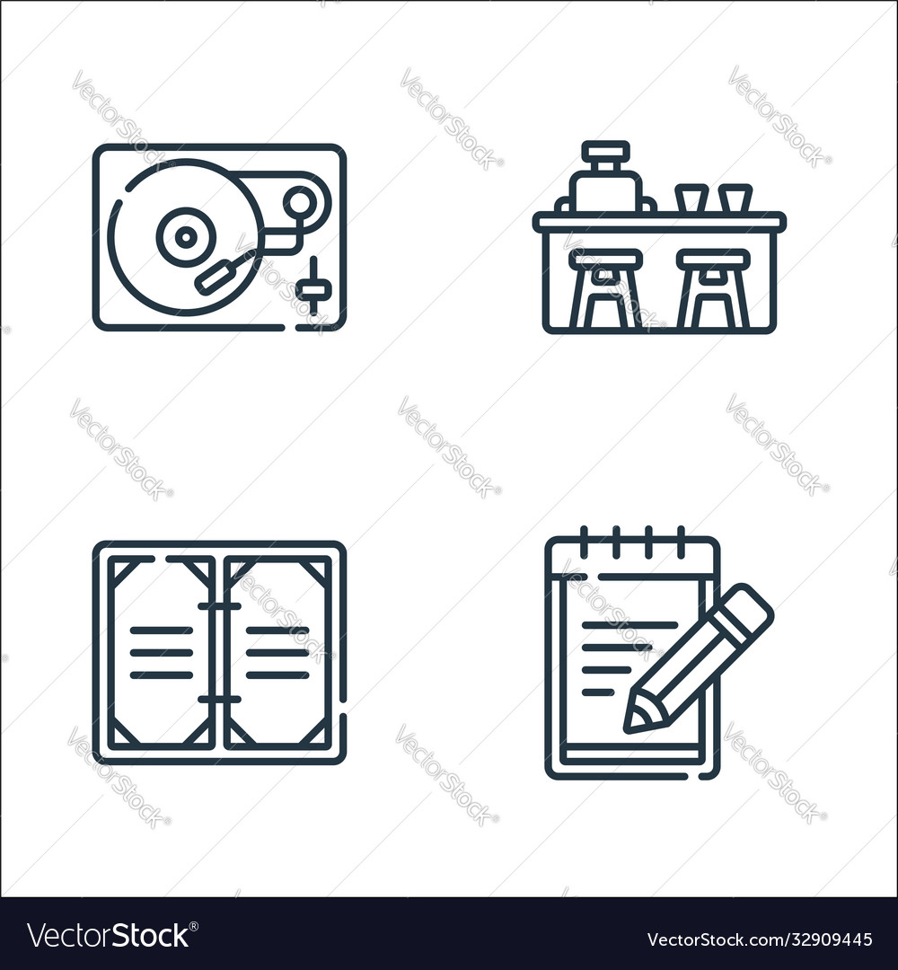 Bar line icons linear set quality vector image Bar line icons linear set quality