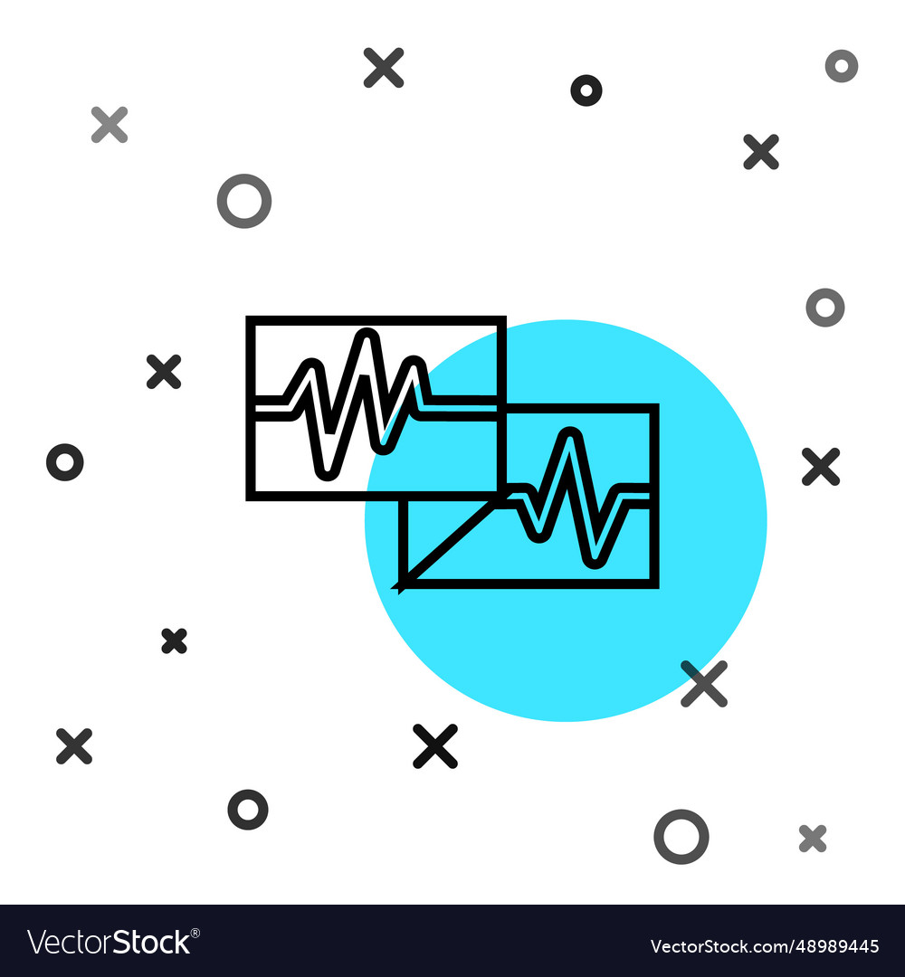 Black line computer monitor with cardiogram icon
