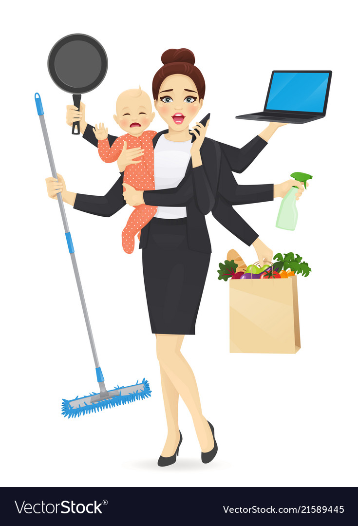 Busy Mother With Baby Royalty Free Vector Image busy-mother-with-baby-royalty-free-vector-image