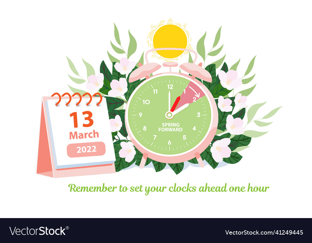 Daylight saving time begins at march 13 2022 Vector Image