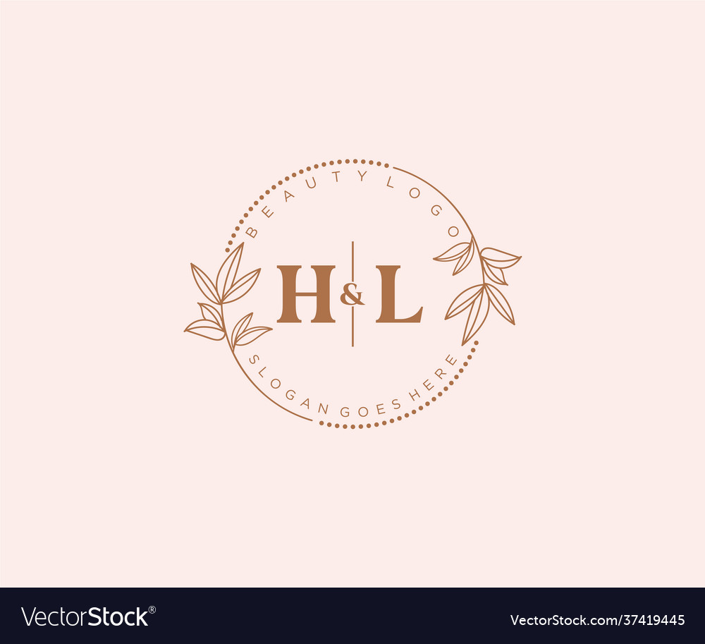 Initial hl letters beautiful floral feminine Vector Image