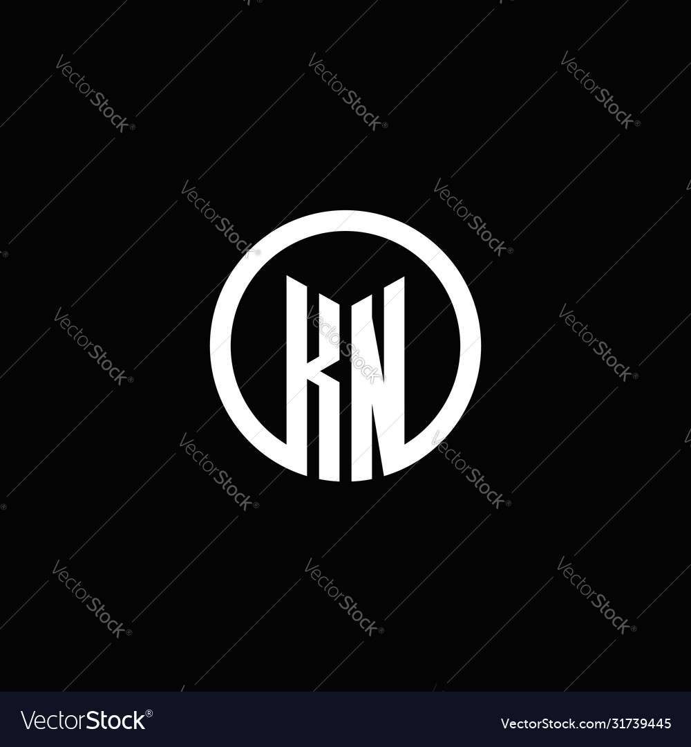 Kn monogram logo isolated with a rotating circle Vector Image