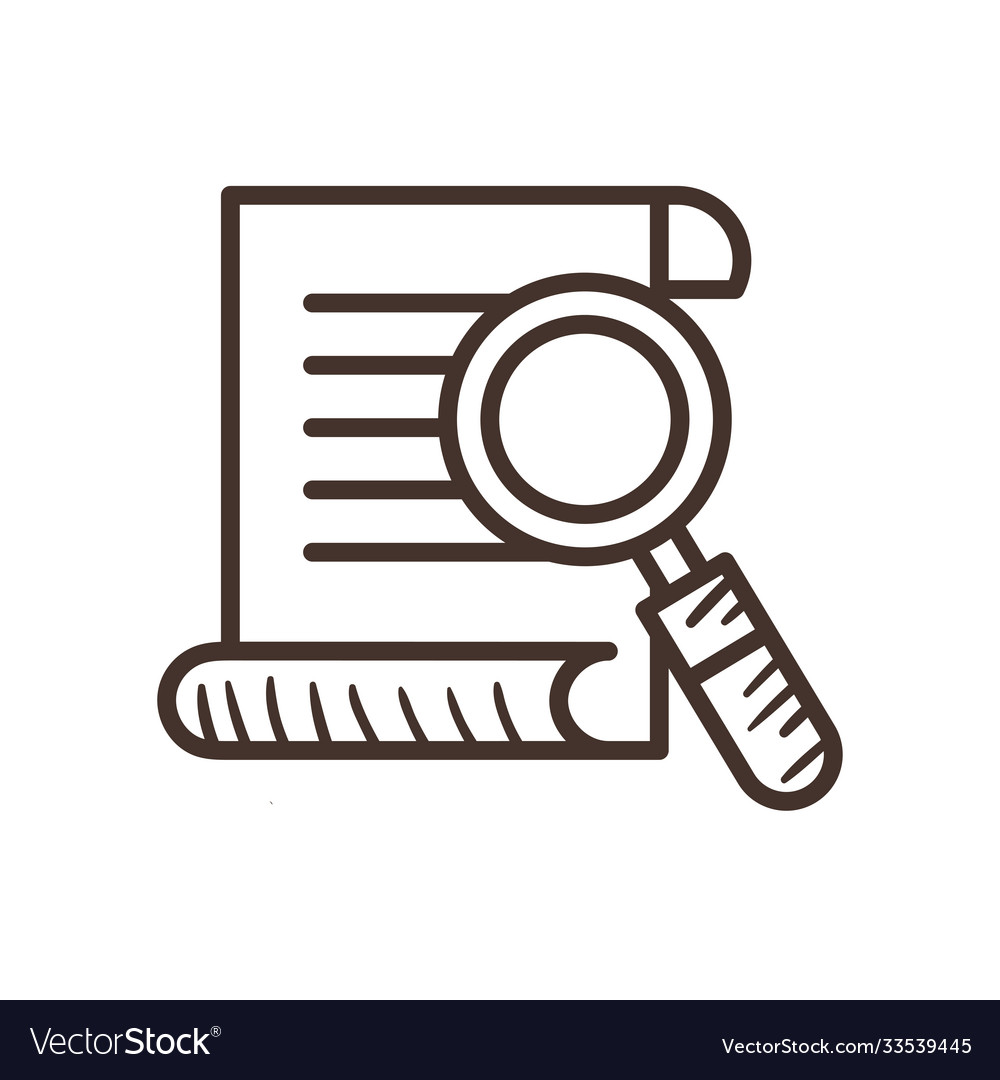 Lupe with document paper line style icon