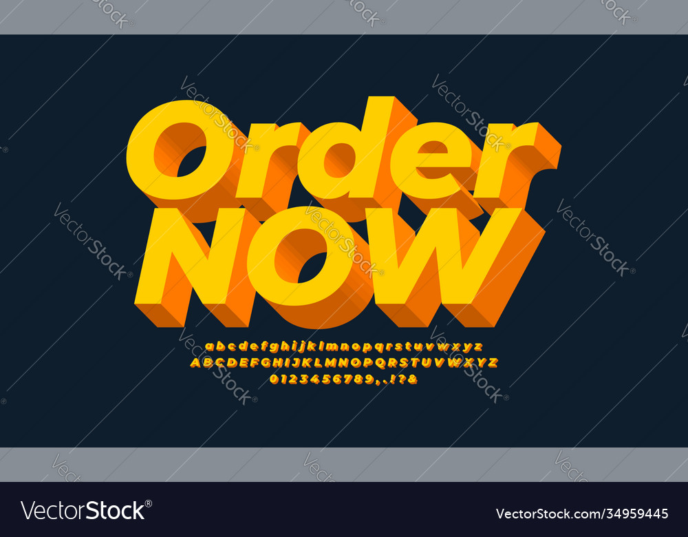 Orange bold 3d font effect or text styles design Vector Image Orange bold 3d font effect or text styles design