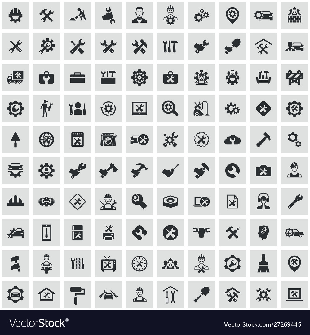 Repair 100 icons universal set for web and ui
