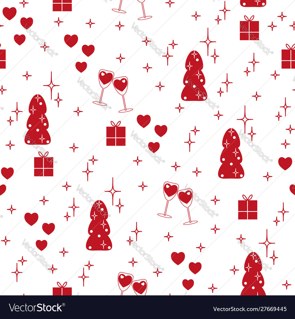 Seamless pattern with elements for new year vector image Seamless pattern with elements for new year