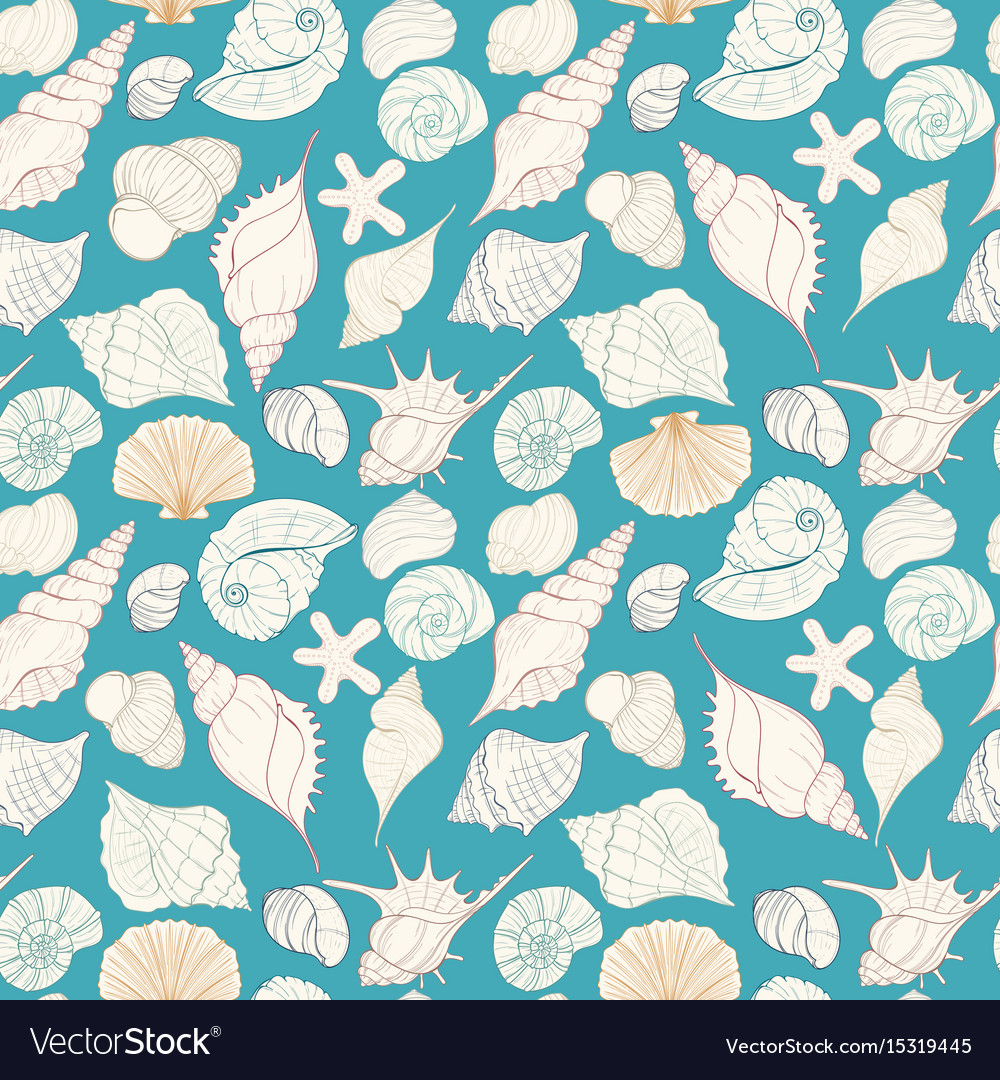 Seashell seamless pattern