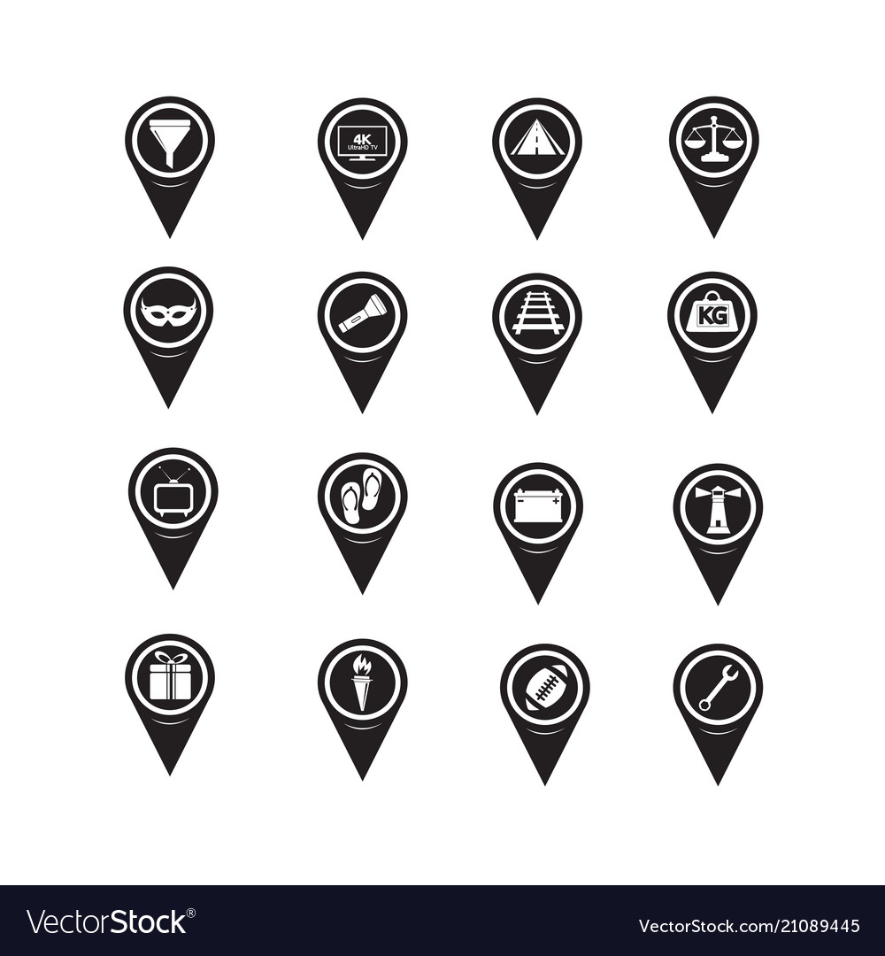 Set of map pointer icons for website vector image Set of map pointer icons for website