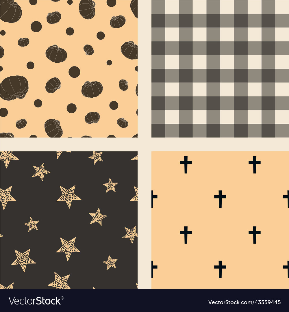 Set of simple patterns in one palette orange Vector Image Set of simple patterns in one palette orange