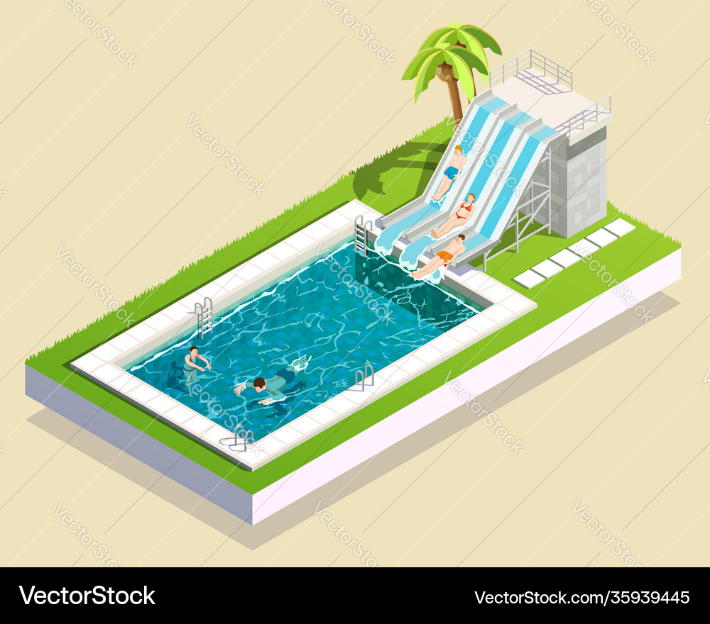 Water park pool composition Royalty Free Vector Image