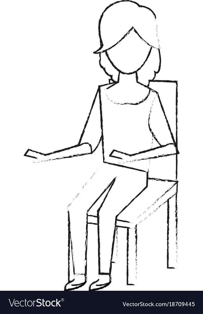 Young woman sitting on chair Royalty Free Vector Image