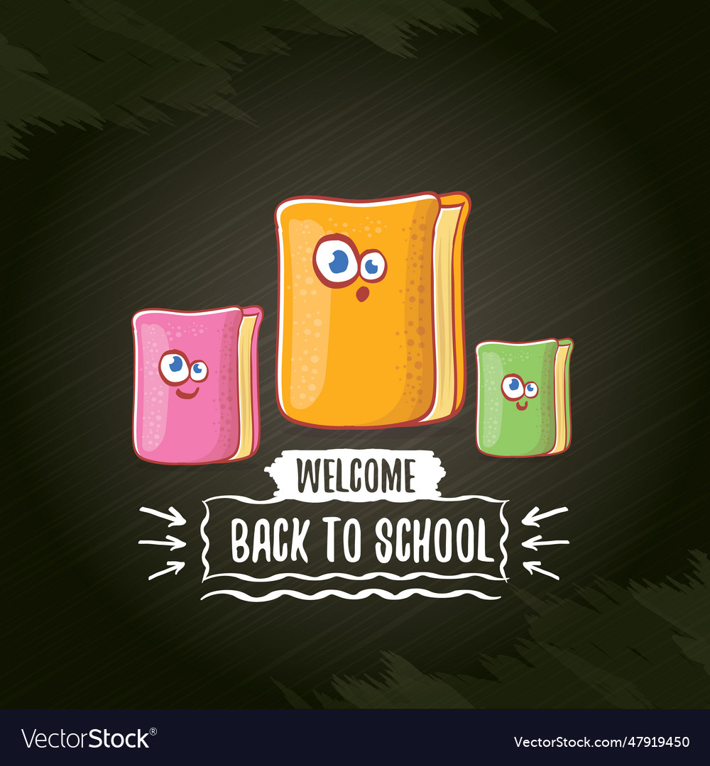 Back to school banner or poster with cartoon funky