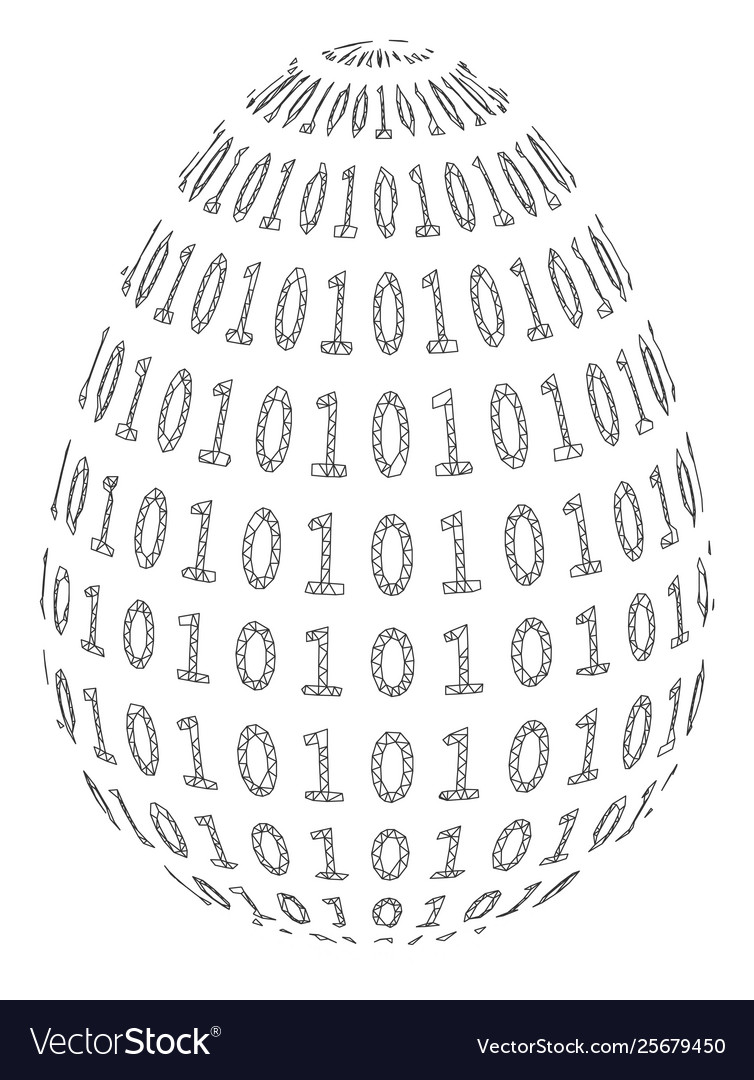 Binary digital abstract egg mesh 2d model vector image Binary digital abstract egg mesh 2d model
