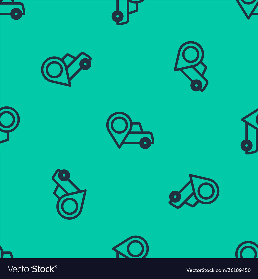 Blue line map pointer with taxi icon isolated vector image Blue line map pointer with taxi icon isolated