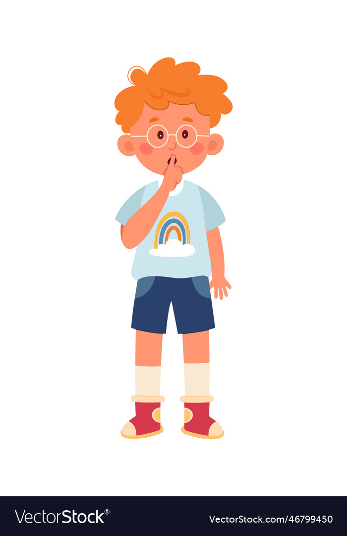 Boy showing silence gesture Royalty Free Vector Image