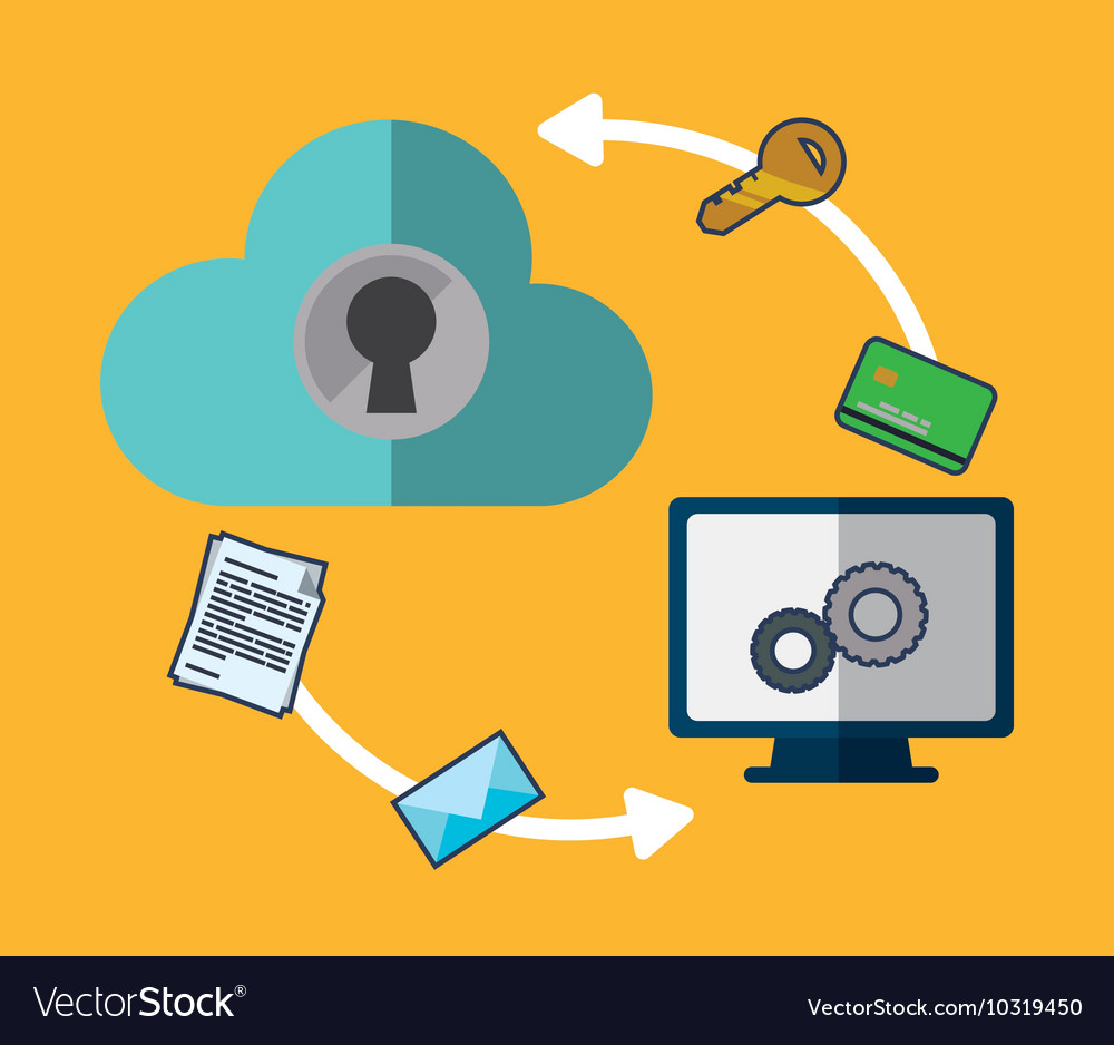 Cloud computing padlock web hosting design
