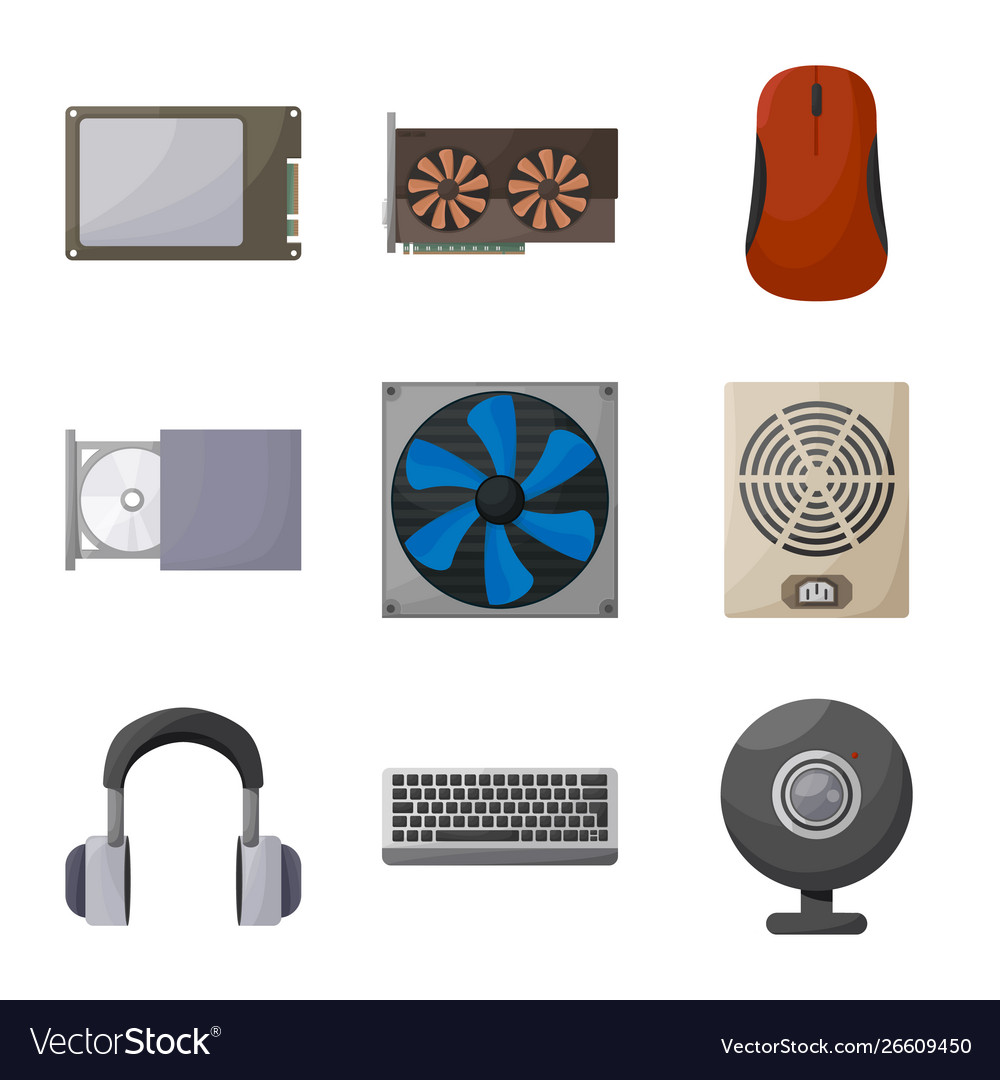 Design computer and hardware sign set vector image Design computer and hardware sign set
