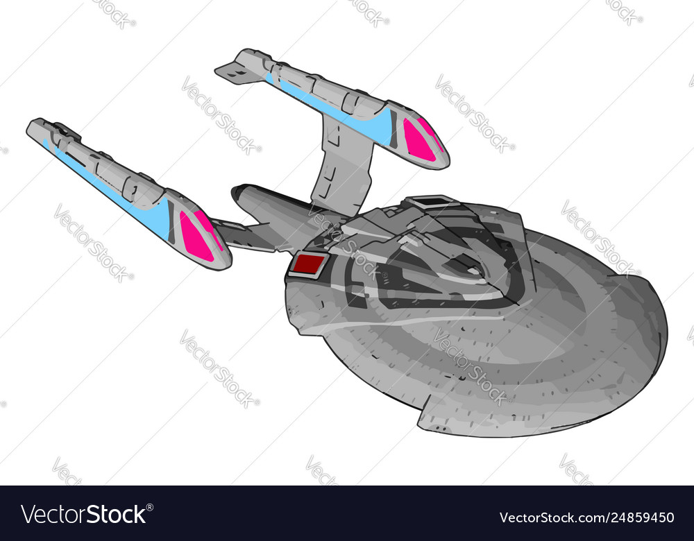 Fantasy imperial spaceship on white background