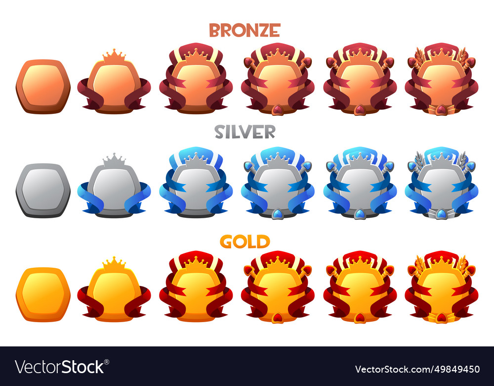 Full set of badges for the 2d game by levels vector image Full set of badges for the 2d game by levels