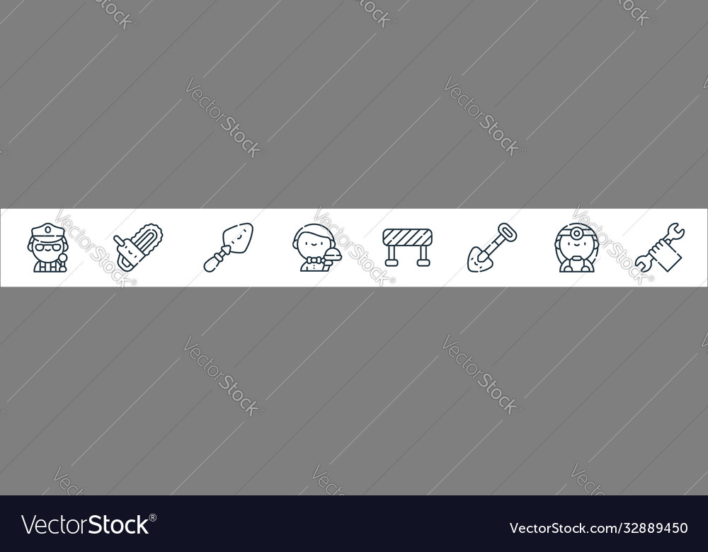 Labour day line icons linear set quality vector image Labour day line icons linear set quality