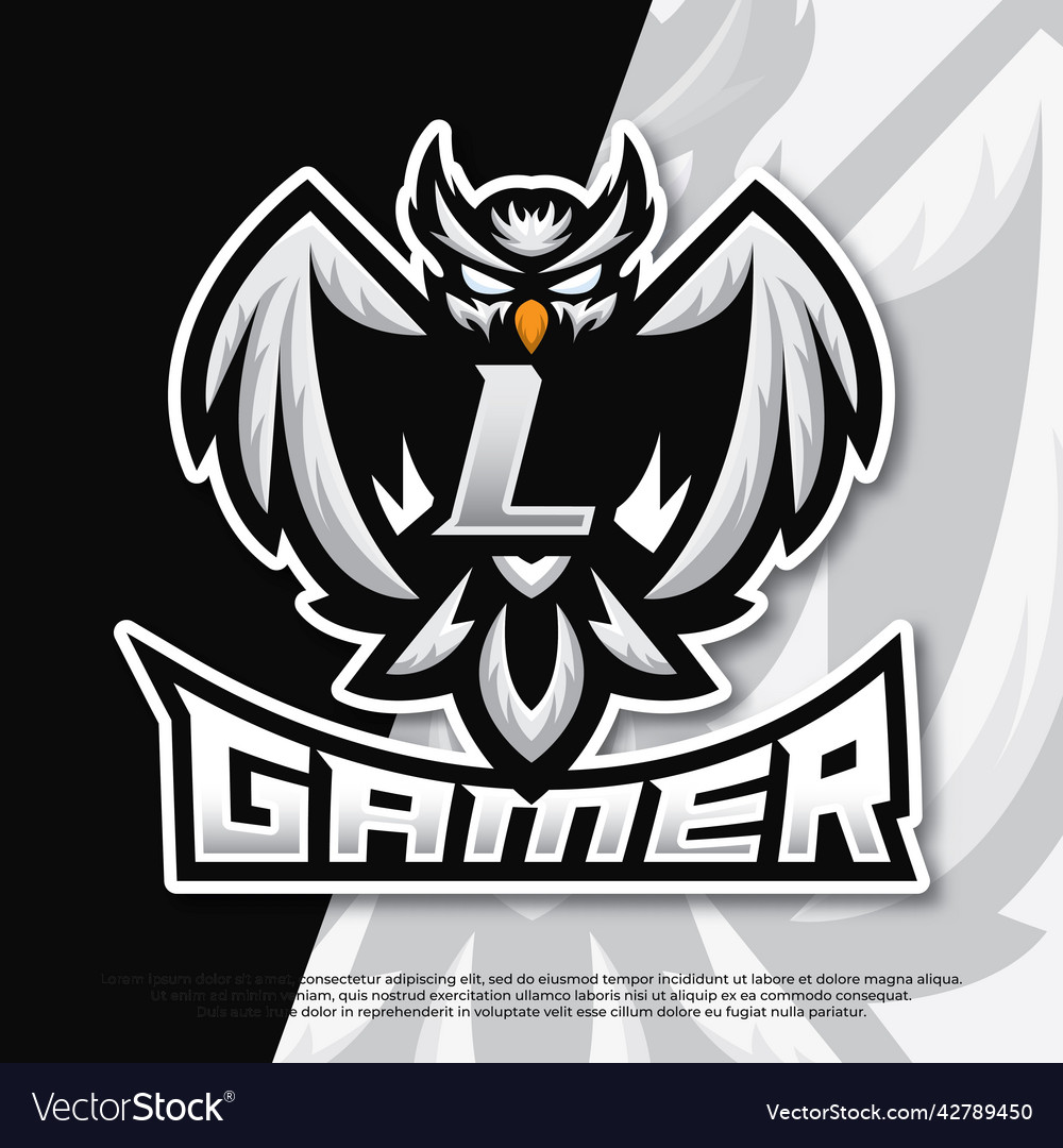 Letter l owl mascot esport logo design