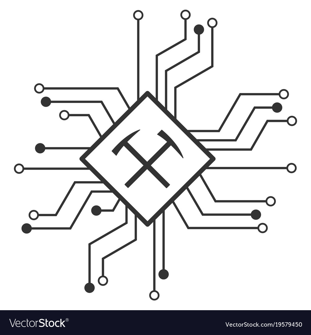 Mining processor circuit flat icon