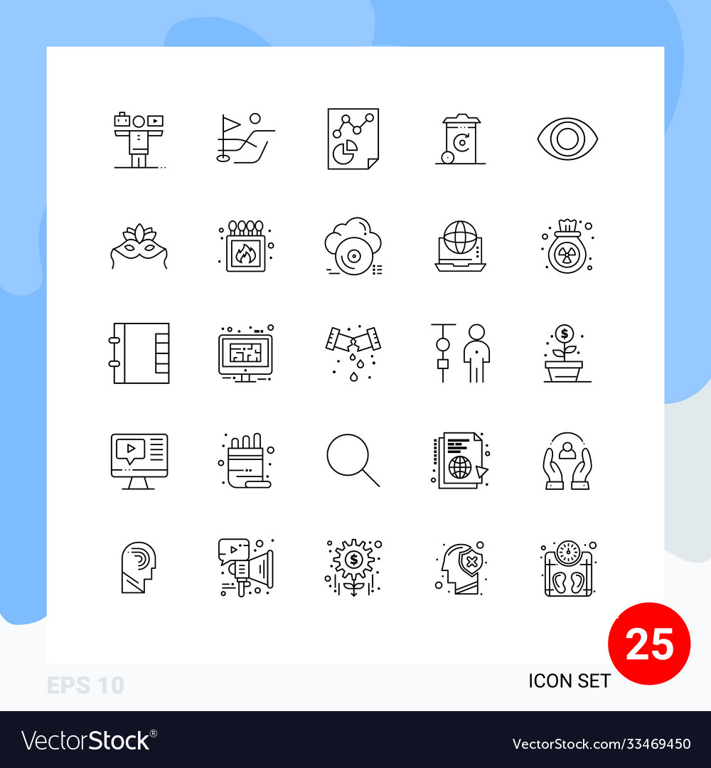 Pictograph set 25 simple lines mask eye page