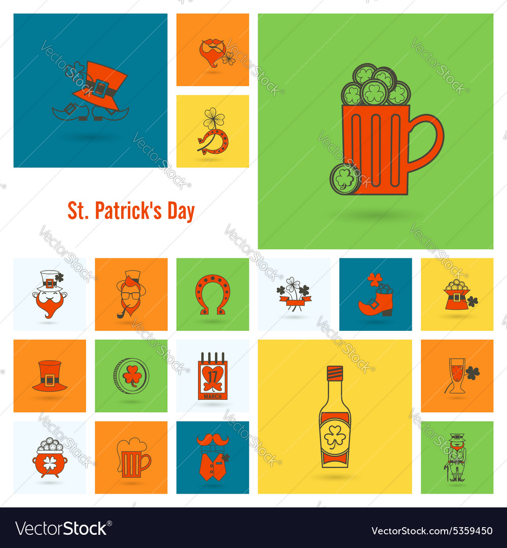 Saint patricks day icon set Royalty Free Vector Image