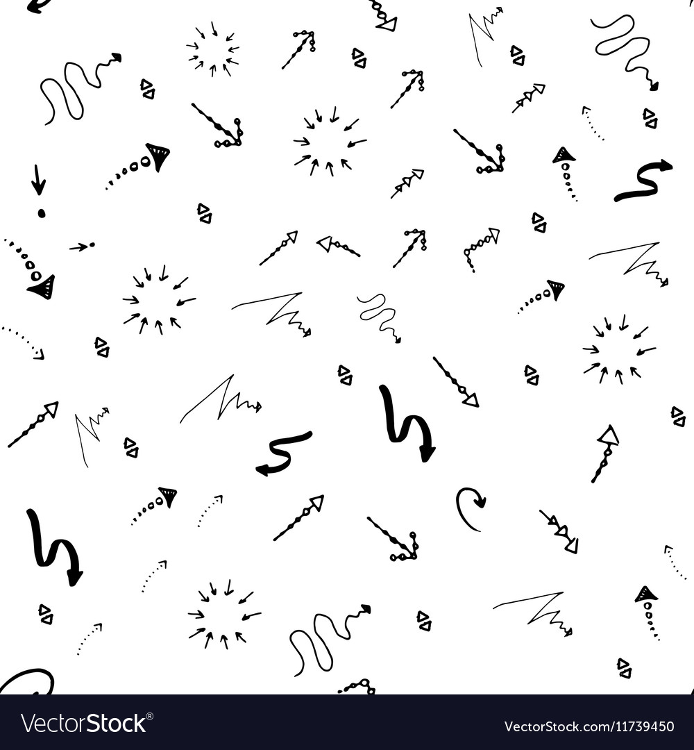 Seamless doodle ink pointer and arrow pattern